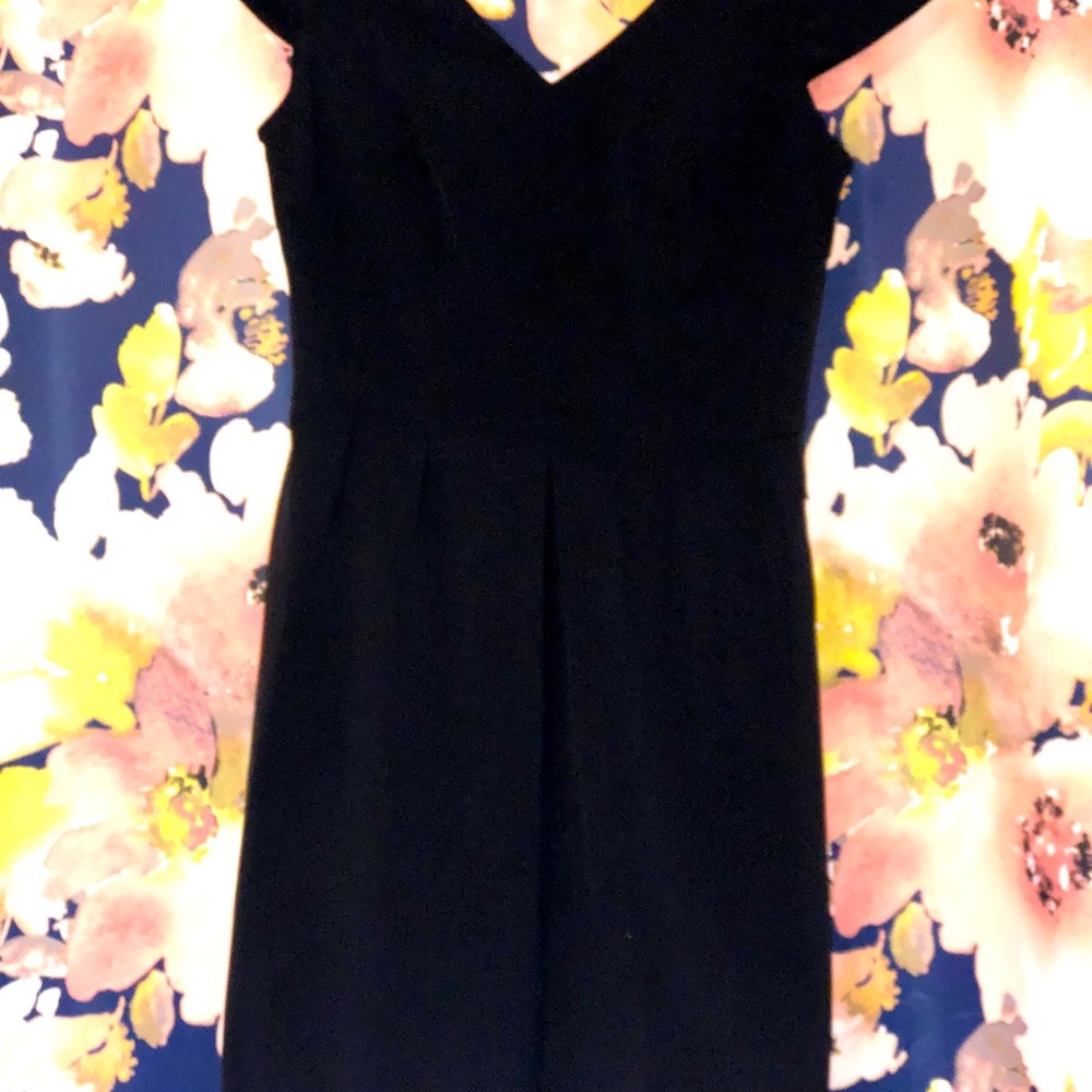 Black Cap Sleeve Dress With Gold Zipper